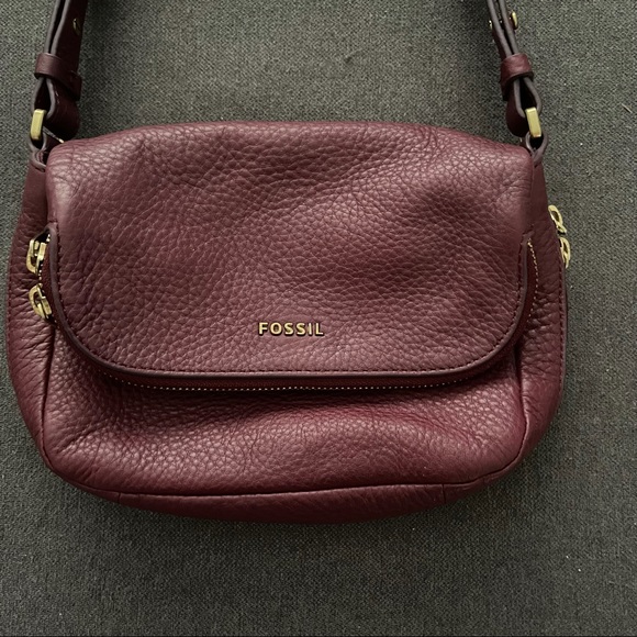 Fossil: Authentic leather wine expandable handbag with multi-compartments - Picture 4 of 14